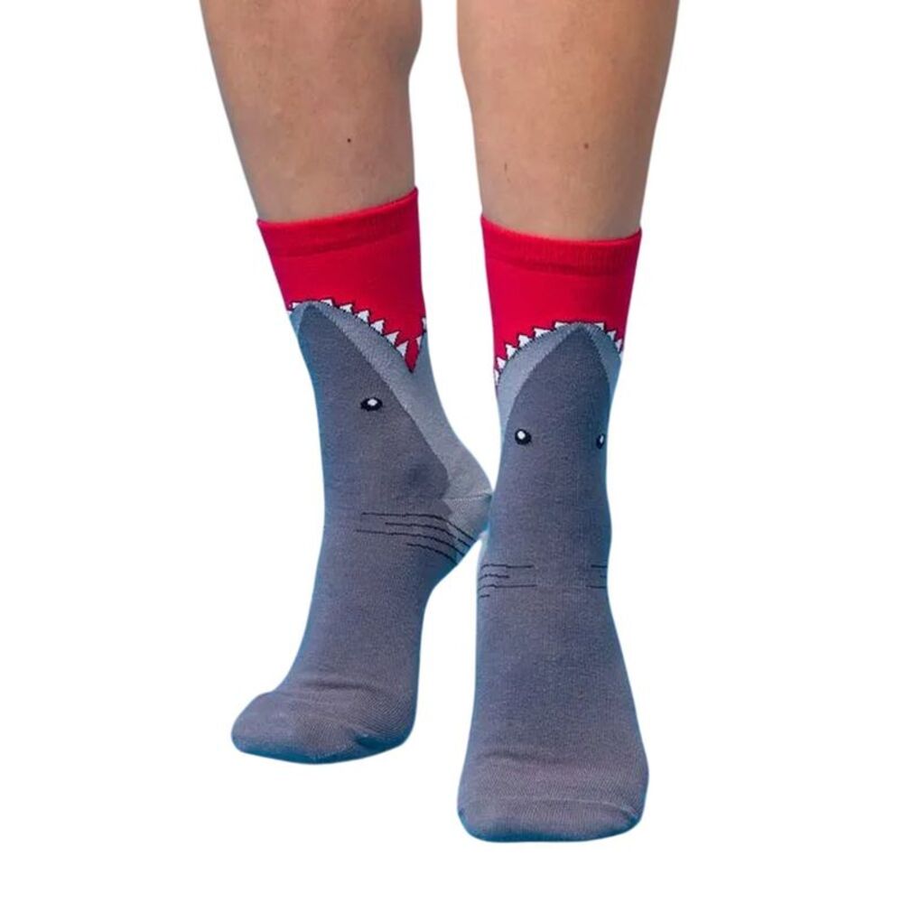 Jaws Unisex Adult Bite Crew Socks / Red/Gray